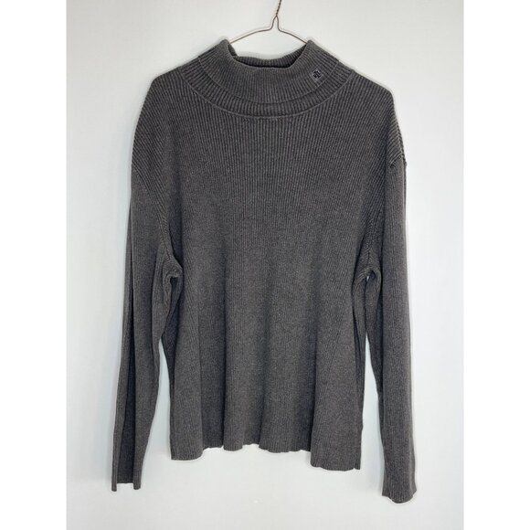Lauren Ralph Lauren 100% Cotton Long Sleeve Ribbed Turtleneck Sweater Gray 3X - Picture 1 of 8